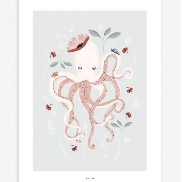 Affiche enfant - La pieuvre 30 x 40 cm