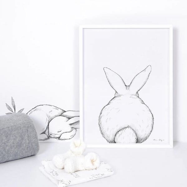 Affiche enfant - Lapin de dos 30 x 40 cm