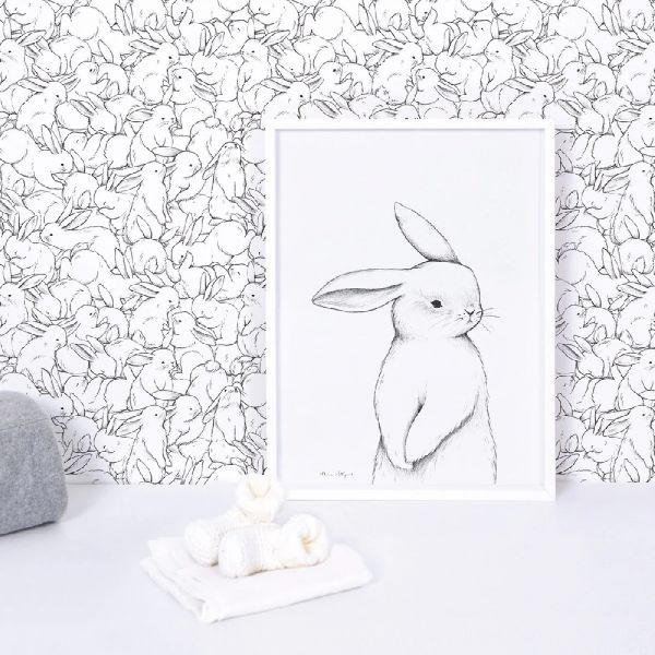 Affiche enfant -  Lapin de face 30 x 40 cm