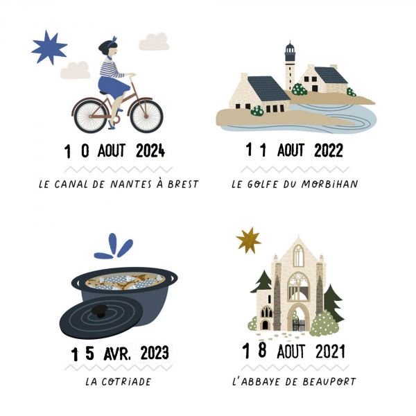 Coffret affiche à tamponner sur la Bretagne + porte affiche en bois