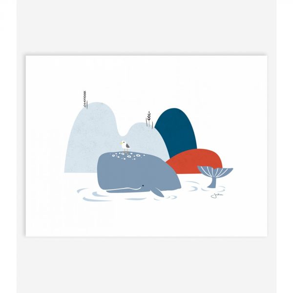 Affiche enfant avec cadre Wild island / La baleine