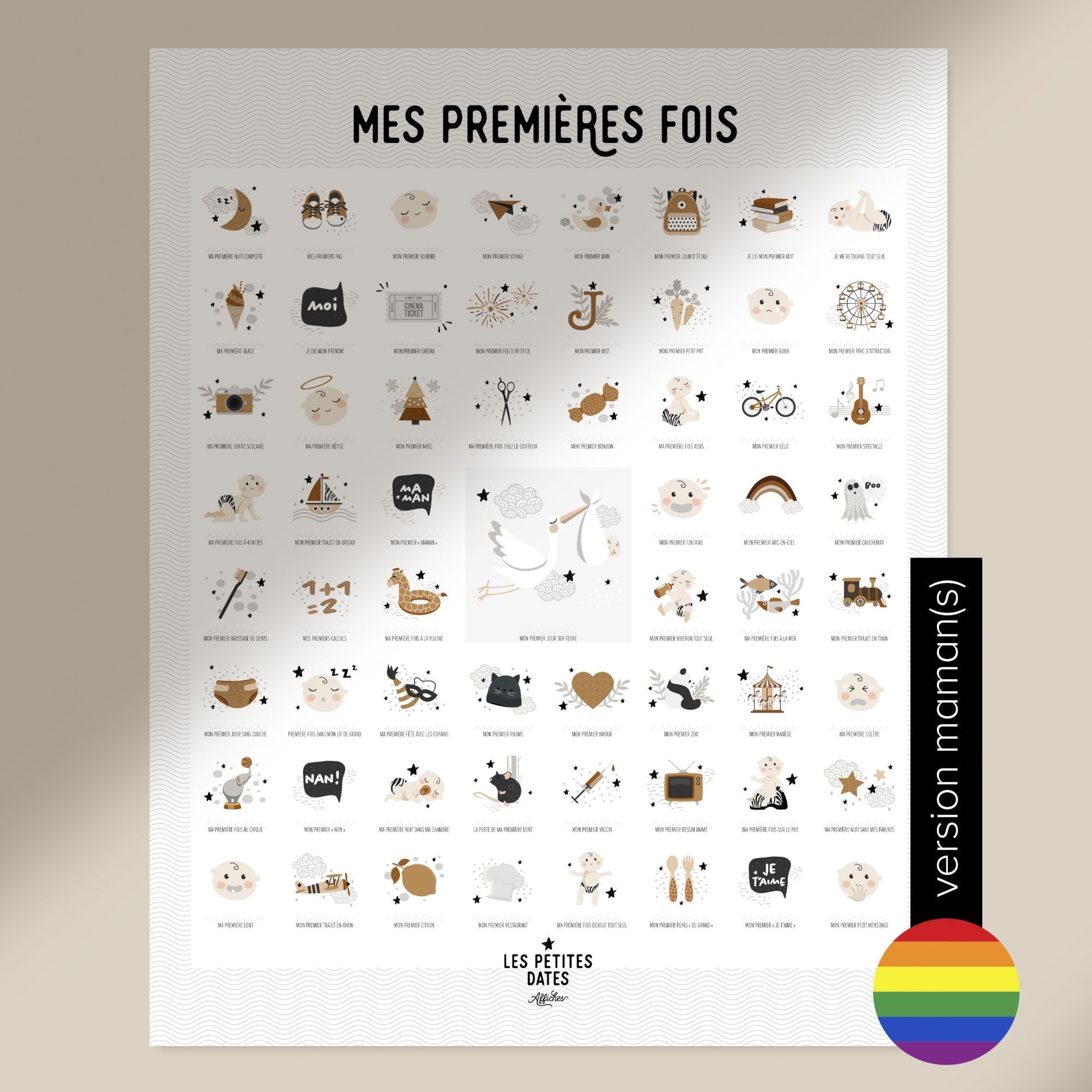 Affiche à tamponner Mes premières fois Maman - Made in Bébé