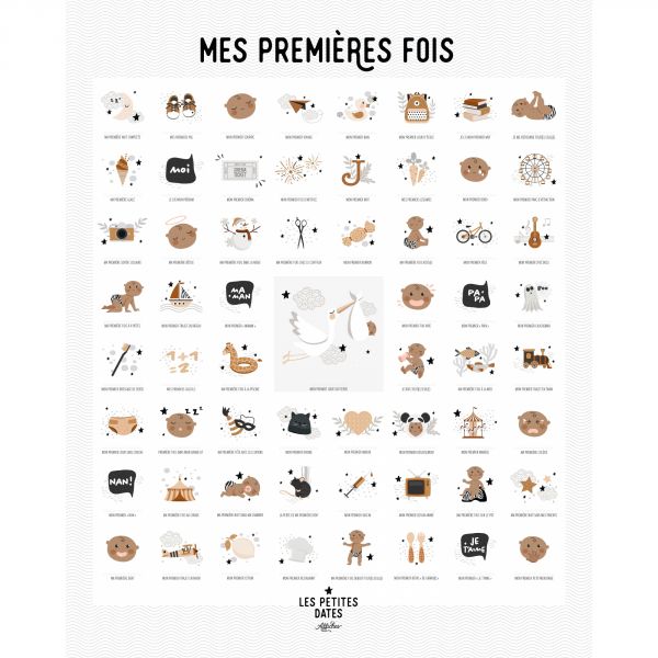 Affiche à tamponner Mes premières fois Bébé peau foncée