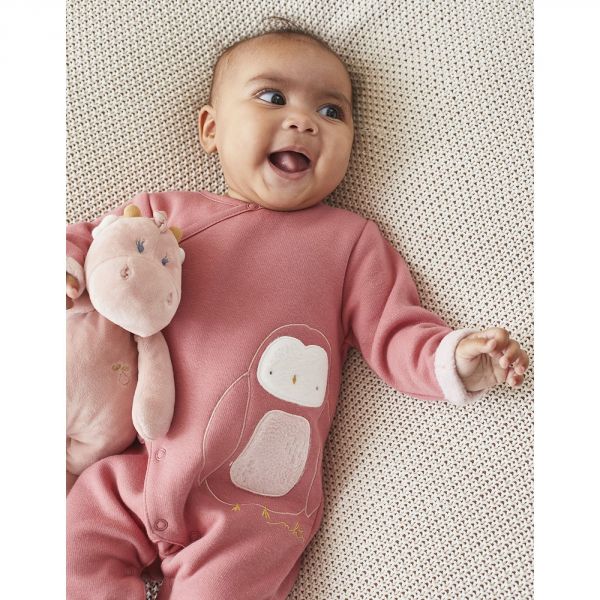 Combinaison chouette en sweatolodoux rose 3 mois