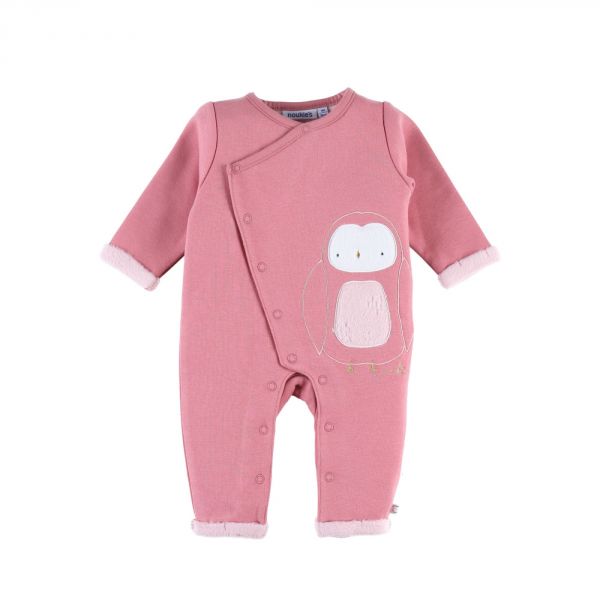 Combinaison chouette en sweatolodoux rose 6 mois