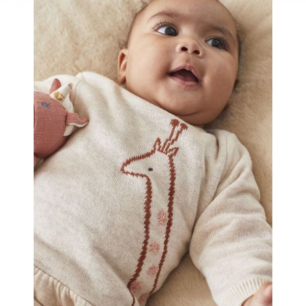 Robe girafe beige/rose 1 mois