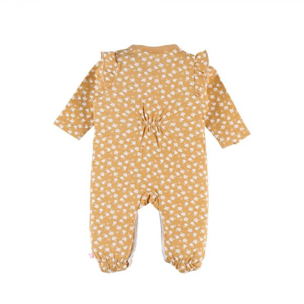 Pyjama 1 pièce fleuri en jersey jaune moutarde 9 mois