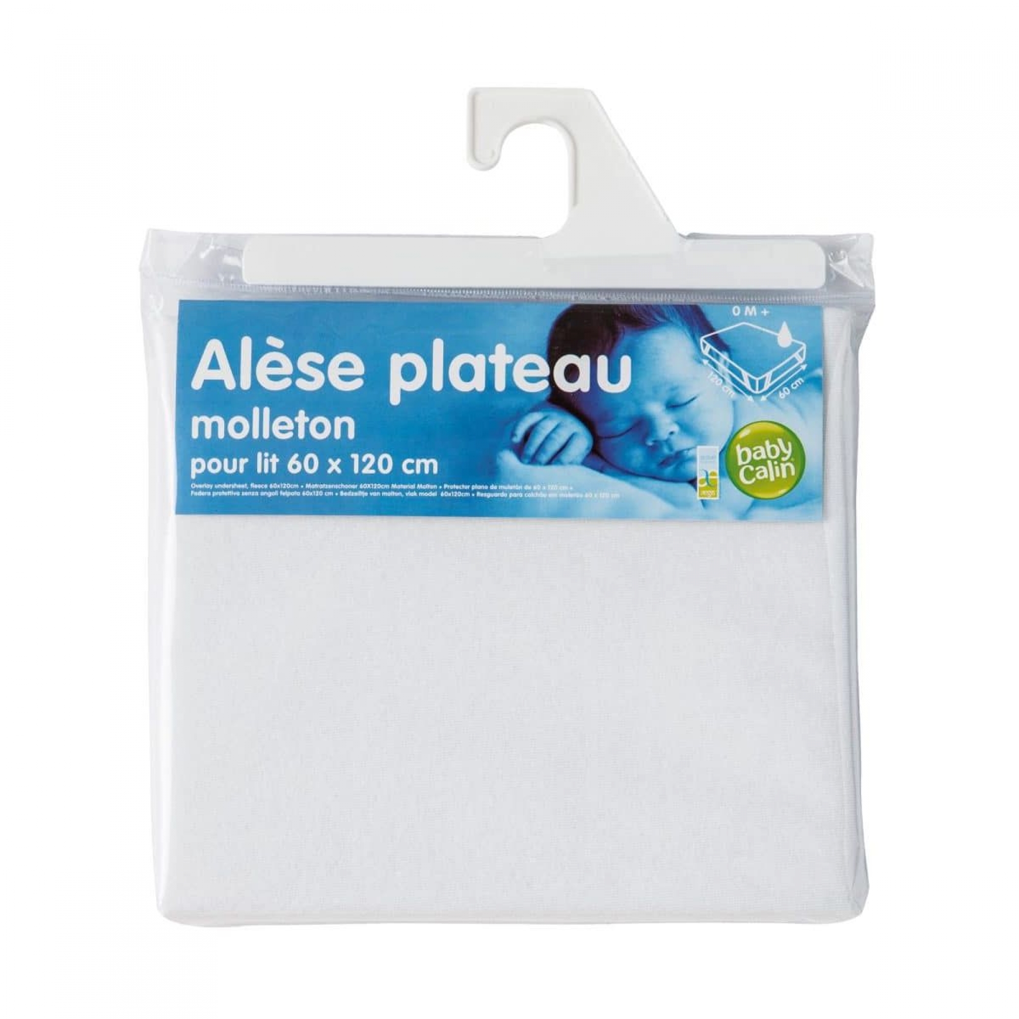 Alèse plate imperméable 60x120 cm ARNON molleton 100% coton contrecollé  polyuréthane