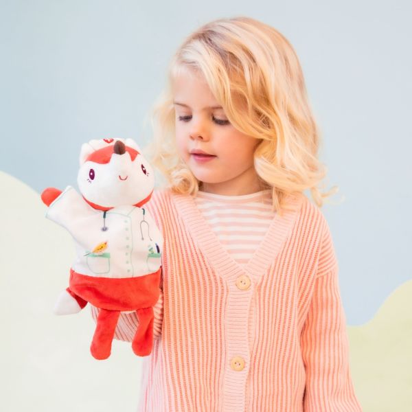 Peluche marionnette à main Alice docteur