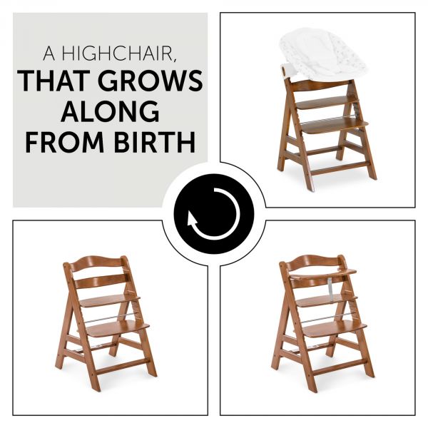 Chaise haute évolutive Alpha+ Marron