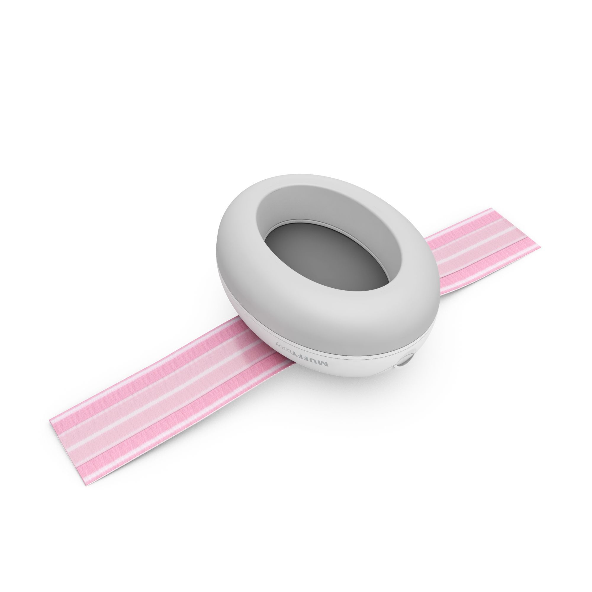 Casque antibruit pour bébés blanc avec bandeau rose/blanc : EM's
