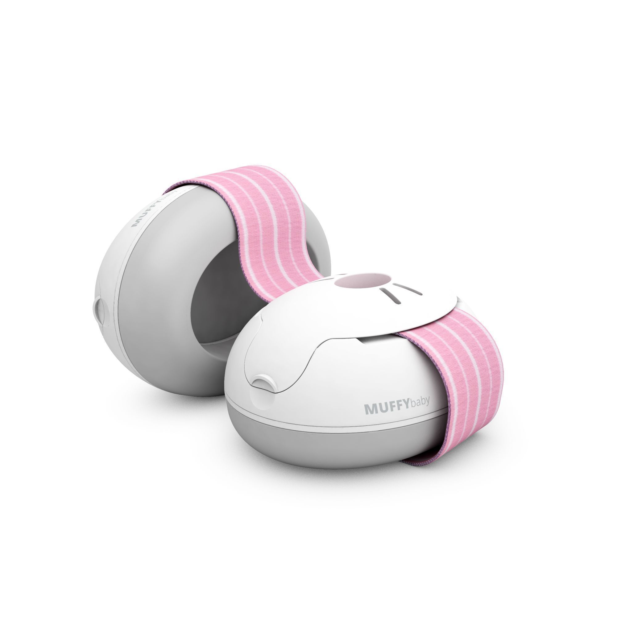 Casque antibruit pour bébés blanc avec bandeau rose/blanc : EM's