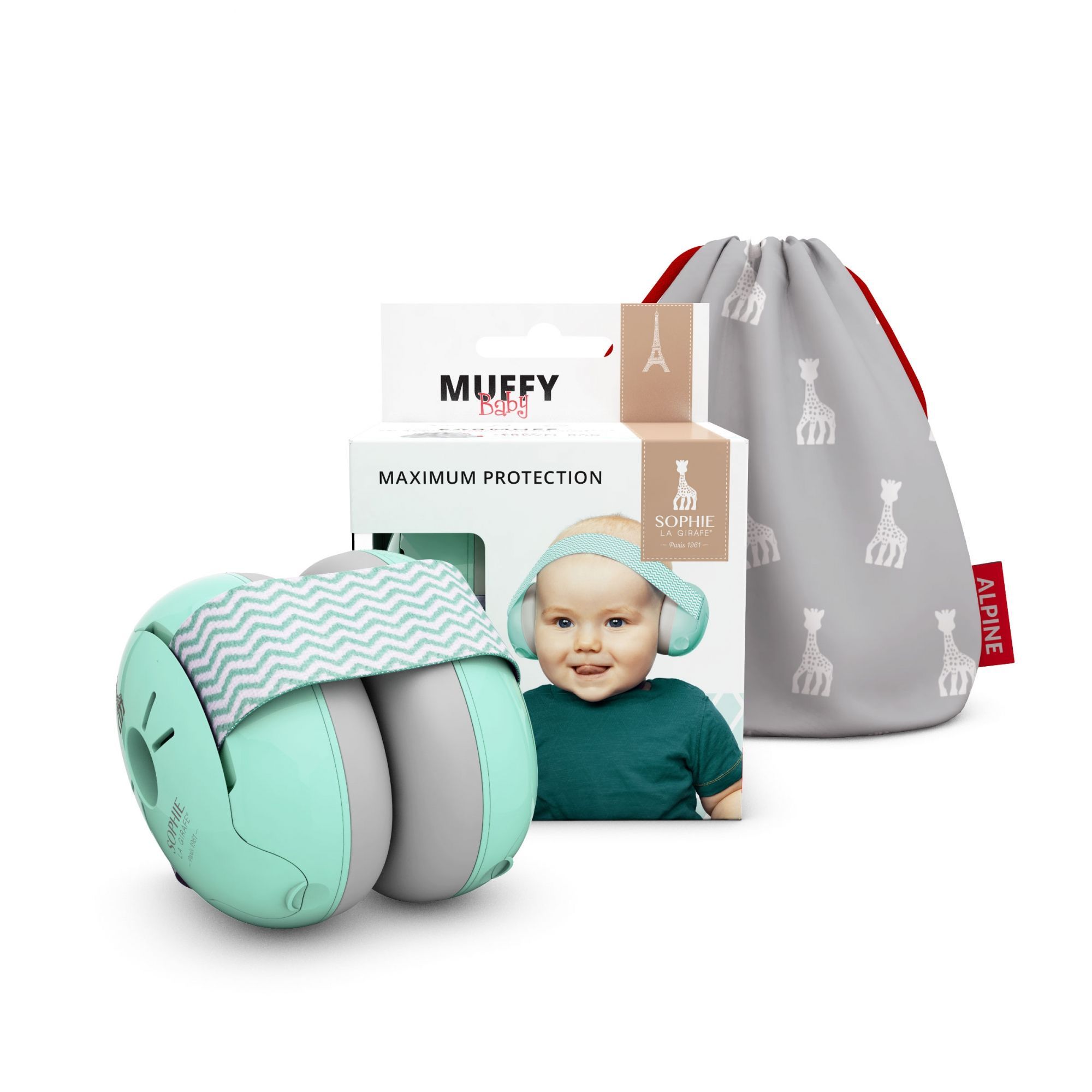 Casque anti bruit pour bébé muffy baby bleu et blanc alpine - La Poste