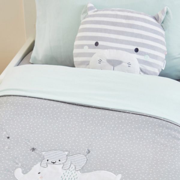 Housse de couette 100x140 cm Anna & Milo grise