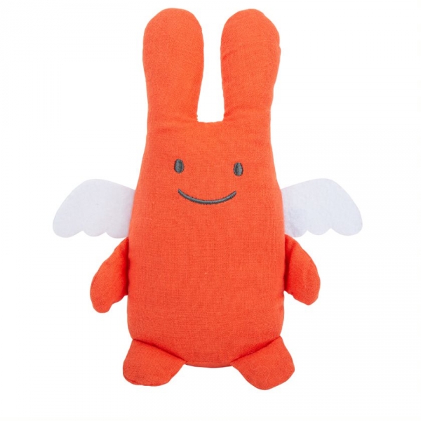 Doudou en lin Ange Lapin - Corail - 20cm