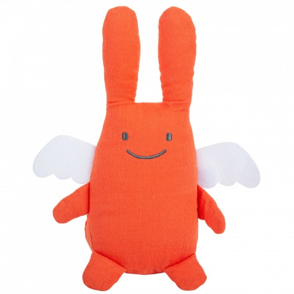 Peluche musicale Ange Lapin 24cm Corail