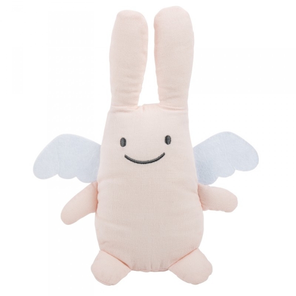 Peluche musicale Ange Lapin 24cm Rose poudré