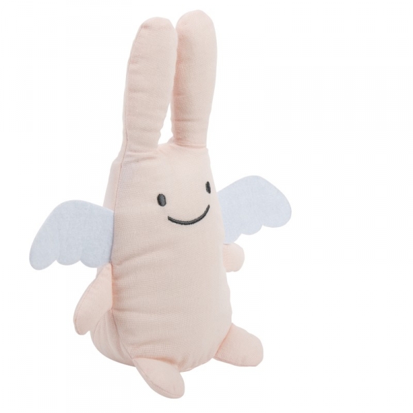 Peluche musicale Ange Lapin 24cm Rose poudré