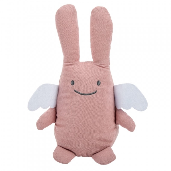 Peluche musicale Ange Lapin 24cm Vieux rose