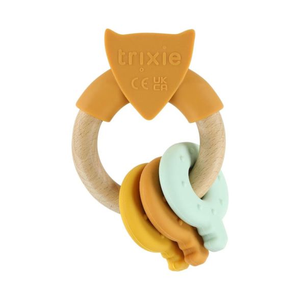 Anneau d'activités en silicone et bois - Mr. Fox orange