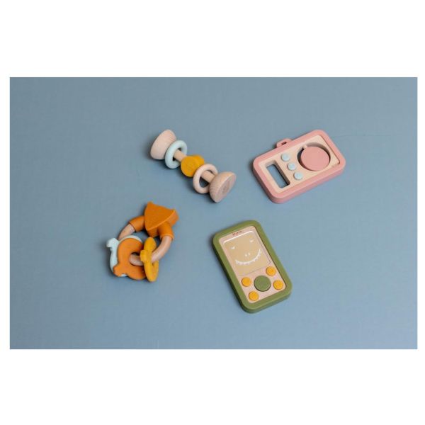 Anneau d'activités en silicone et bois - Mr. Fox orange