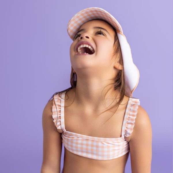 Casquette UV carreaux orange 1-2 ans
