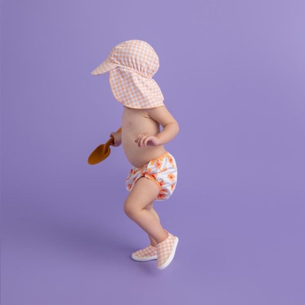 Couche de bain lavable Carreaux orange 0-3 ans