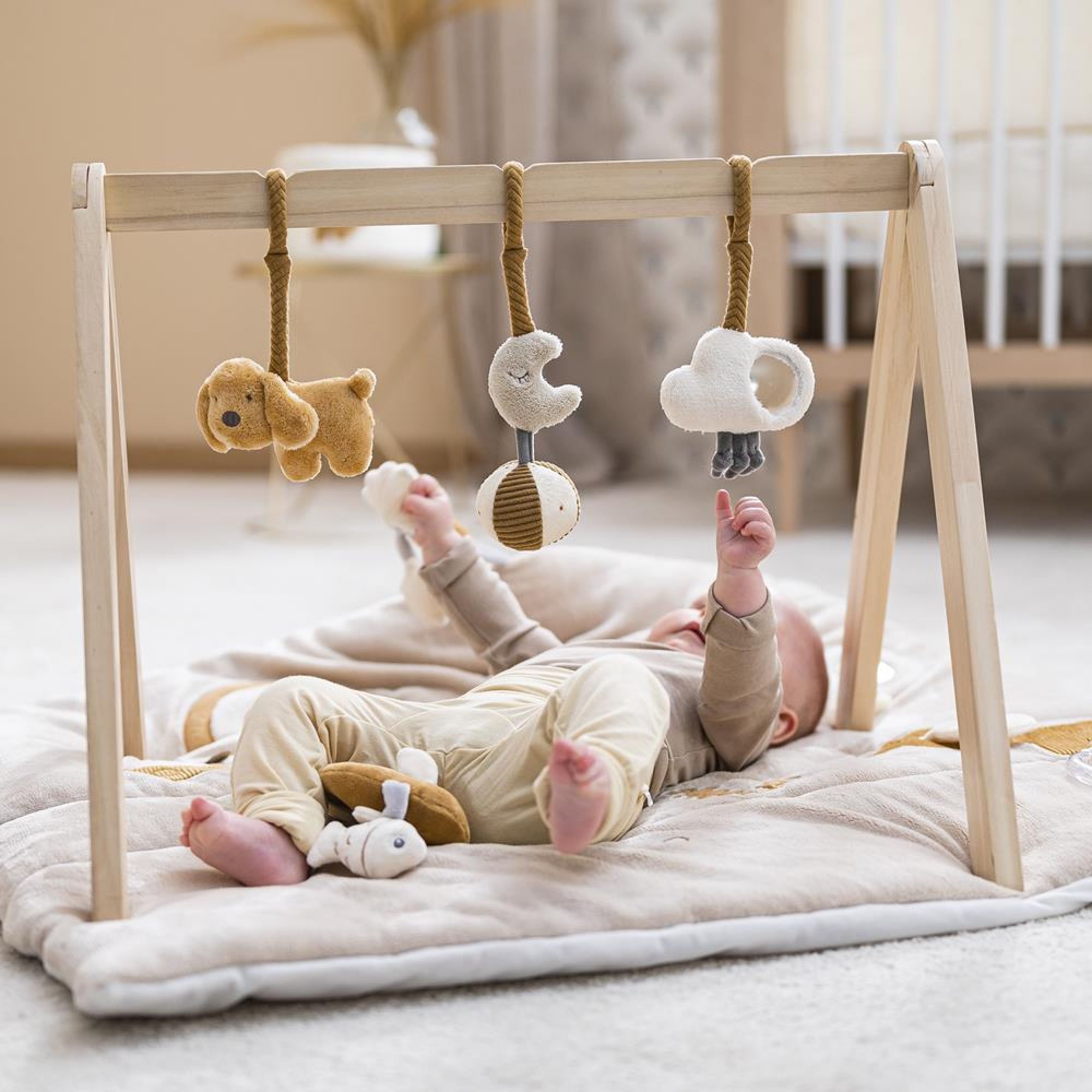 Arche en bois avec jouets à suspendre Charlie - Made in Bébé