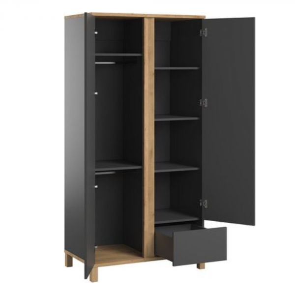 Armoire graphite et bois 2 portes - Collection Altitude