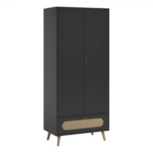 Armoire noire 2 portes - Collection Canne