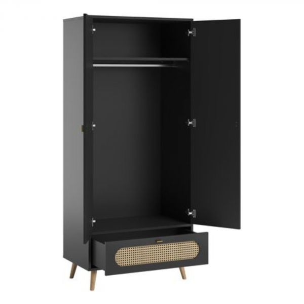 Armoire noire 2 portes - Collection Canne