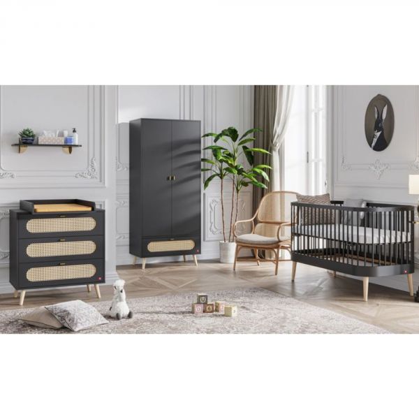 Armoire noire 2 portes - Collection Canne