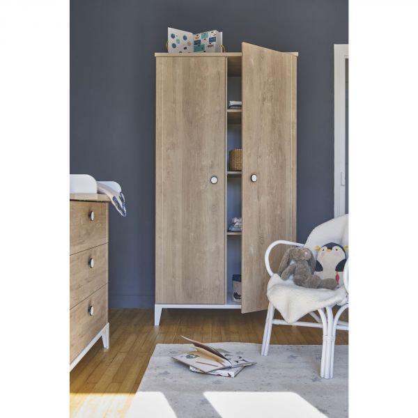 Armoire 2 portes Marcel pieds blancs