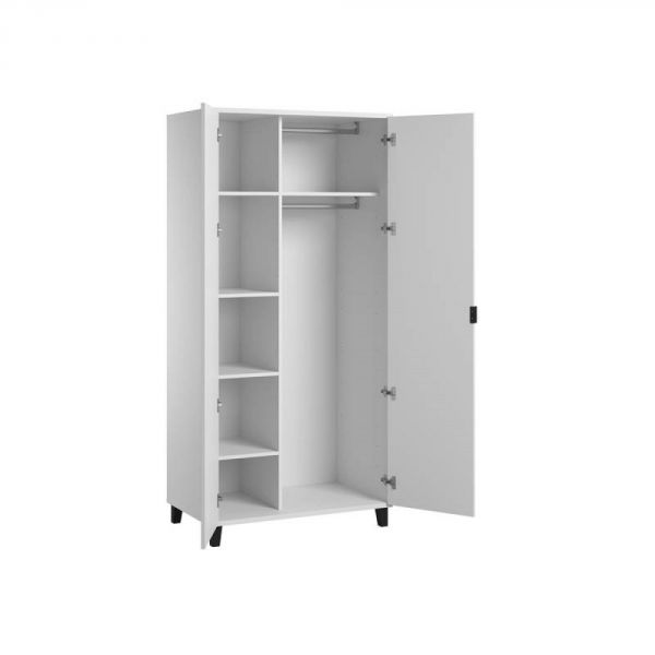 Armoire 2 portes blanc/noir - Collection Simple
