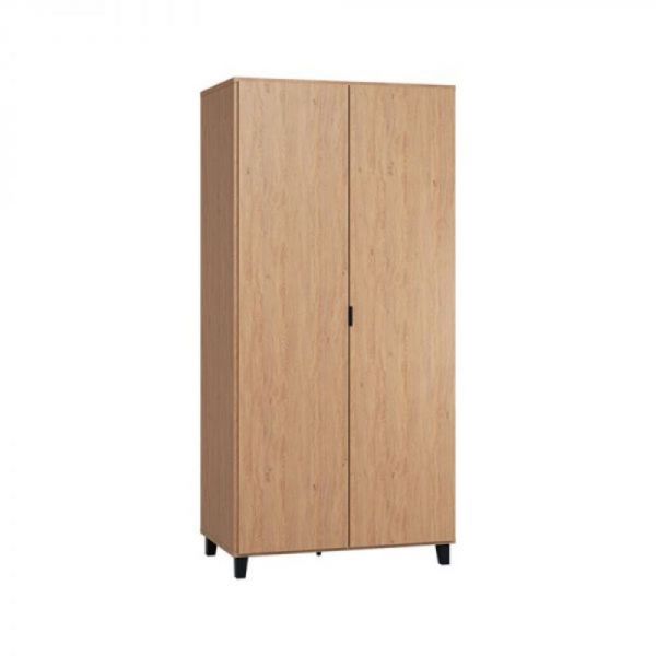 Armoire 2 portes bois/noir - Collection Simple