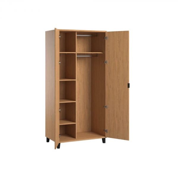 Armoire 2 portes bois/noir - Collection Simple