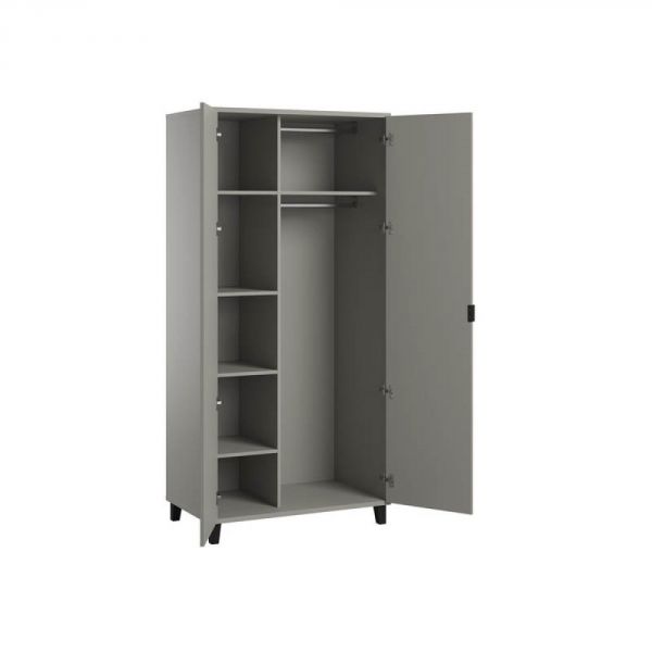 Armoire 2 portes gris et noir - Collection Simple