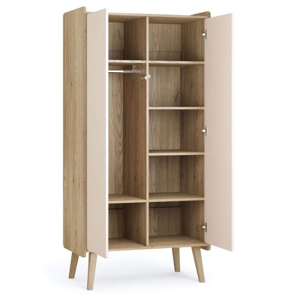 Armoire 2 portes Vintage Fresh chêne/sable beige