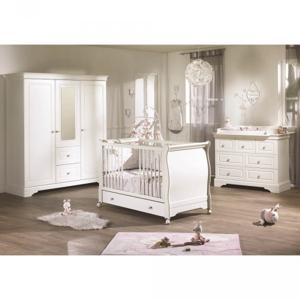 Armoire 3 portes avec miroir Elodie Blanc