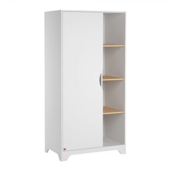 Armoire 1 porte blanche et bois - Collection Leaf