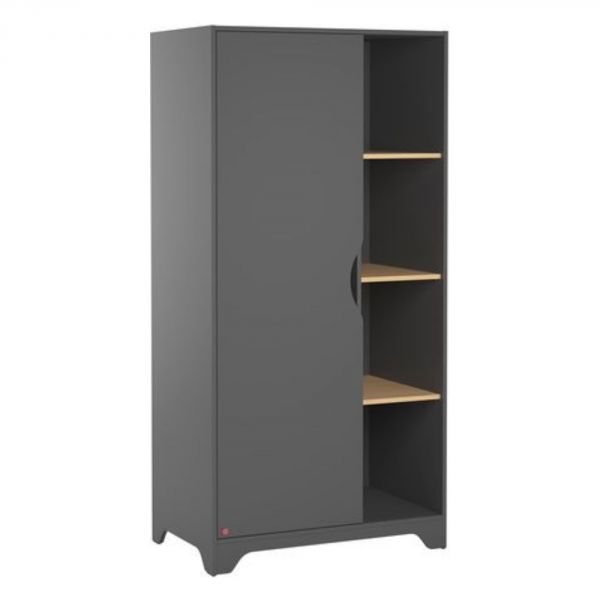 Armoire 1 porte graphite et bois - Collection Leaf