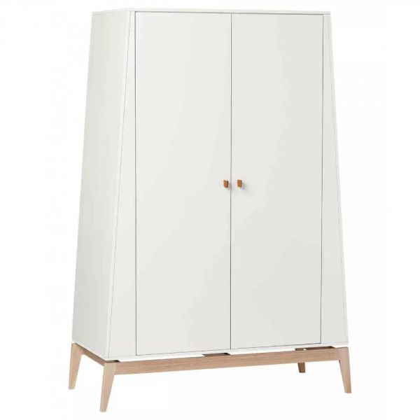 Armoire 2 portes Luna large Blanc et Chêne