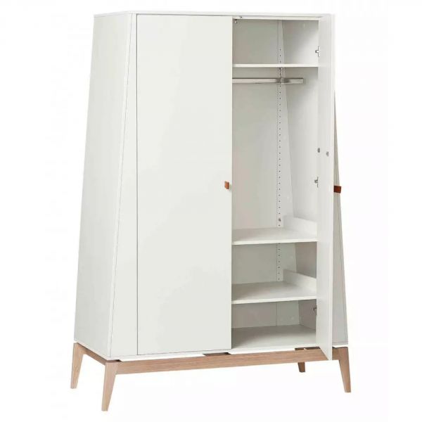 Armoire 2 portes Luna large Blanc et Chêne