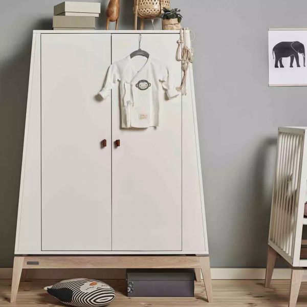 Armoire 2 portes Luna small Blanc et Chêne