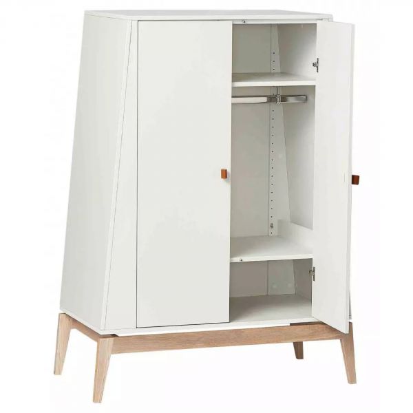 Armoire 2 portes Luna small Blanc et Chêne