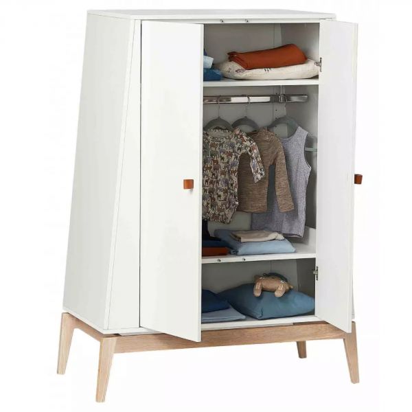 Armoire 2 portes Luna small Blanc et Chêne