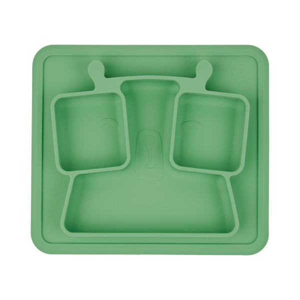 Assiette compartimentée en silicone verte
