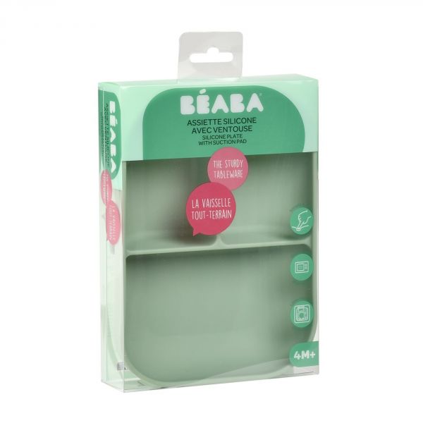 Assiette compartimentée silicone sage green