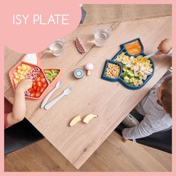 Assiette compartimentée en silicone Isy chien bleu