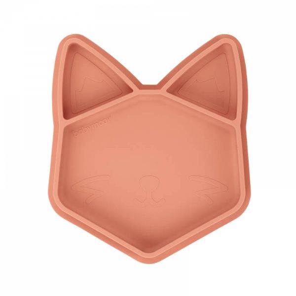 Assiette compartimentée en silicone Isy renard - terracotta